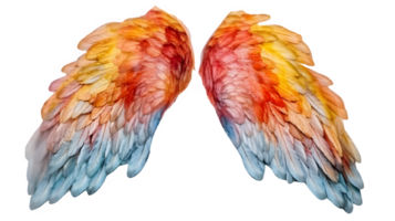 colorful angel wings ornament isolated on transparent background ,generative ai png