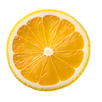 round lemon slice isolated on transparent background ,yellow lemon slice top view ,generative ai png