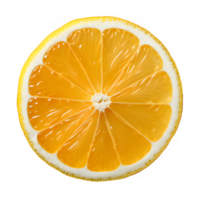 round lemon slice isolated on transparent background ,yellow lemon slice top view ,generative ai png