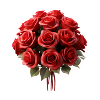 bouquet of red roses isolated on transparent background, plastic rose decoration, generative ai png