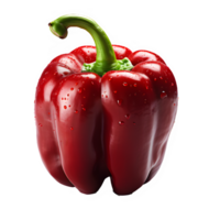 Fresh red bell pepper cut out isolated on transparent background ,generative ai png