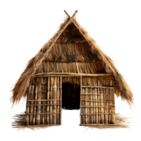 tribal rieten huis PNG ,traditioneel rieten hut huis geïsoleerd Aan transparant achtergrond ,generatief ai