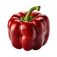 Fresh red bell pepper cut out isolated on transparent background ,generative ai png