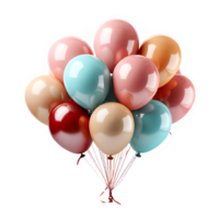 party balloons png ,colorful party balloons isolated on transparent background .generative ai