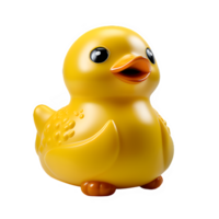 caucho Pato juguete aislado en transparente fondo, lindo el plastico amarillo Pato juguete png ,generativo ai