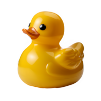 borracha Pato brinquedo isolado em transparente plano de fundo, fofo plástico amarelo Pato brinquedo png , generativo ai