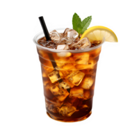 iced tea isolated on transparent background ,ice tea drink in a plastic cup, generative ai png