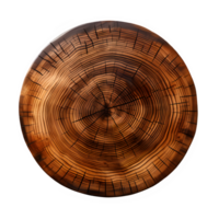 round wooden coaster top view isolated on transparent background ,generative ai png