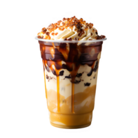 iced boba drink isolated on transparent background ,fresh drink in a plastic cup ,generative ai png