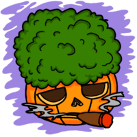 halloween pompoen hoofd met afro kapsel tekenfilm illustratie png