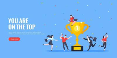 Employee recognition or proud workers of the month business concept flat style design vector illustration.