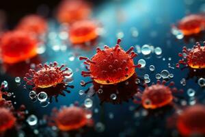 Macro snapshot capturing virus infected cells under high resolution microscopic examination photo