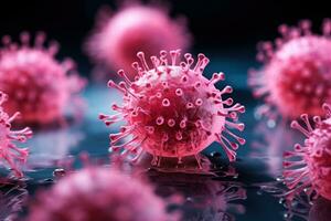 Focused macro image of virus infected cells isolated on a white background photo