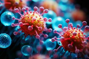 Close up intricate view of virus structures through powerful microscope photo