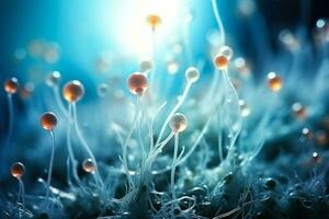 Intricate macro photography of sperm cells under microscope isolated on a white background photo