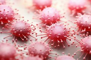 Focused macro image of virus infected cells isolated on a white background photo