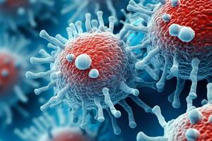 Close up intricate view of virus structures through powerful microscope photo