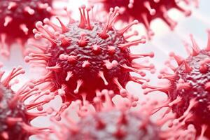 Detailed macro image of virus structures isolated on a white background photo