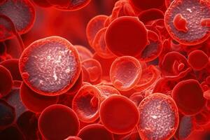 superior magnificado puntos de vista de humano sangre células debajo microscopio examen foto
