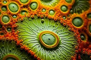 Macro photography revealing the intricate beautiful patterns of microscopic algae photo