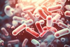 Ultra close macro view of probiotic bacteria teeming in the human gut photo