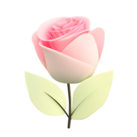 une pâle rose rose, une Célibataire Floraison accompagné par une vert tige. ai génératif png