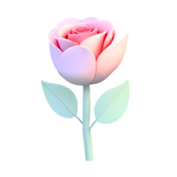 A pale pink rose, a single bloom accompanied by a green stem.  AI Generative png