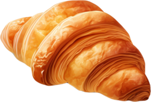 The croissant is golden yellow, with a crisp exterior and a soft interior. AI Generated png