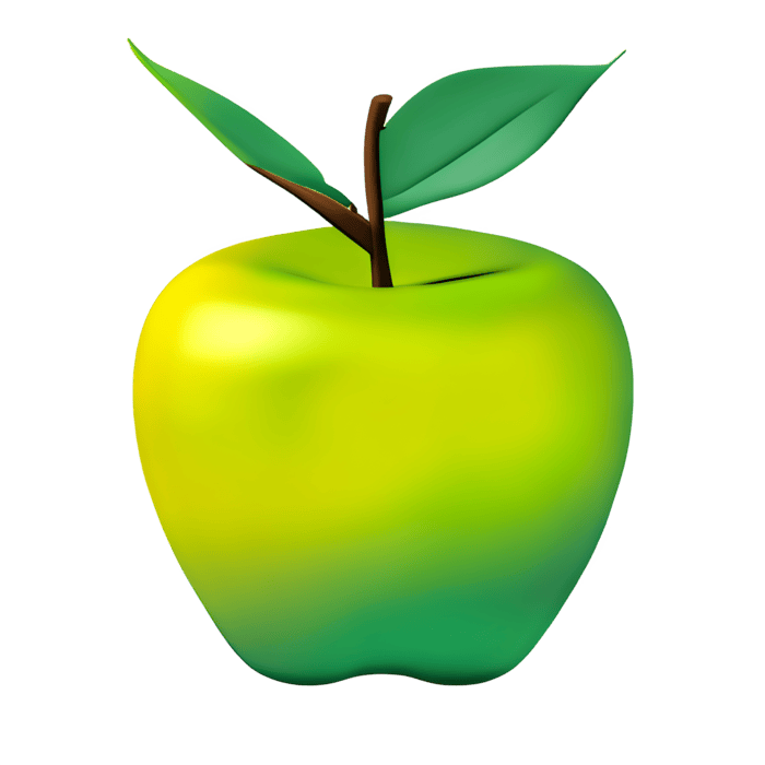 green-apple-with-leaves-on-top