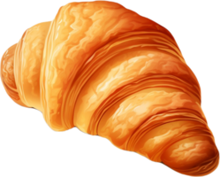 das Croissant ist golden Gelb, mit ein knackig Außen und ein Sanft Innere. ai generiert png