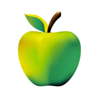 grön äpple med löv på topp. ai genererad png