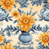 Quaint Provencal print fabric background radiating rustic charm of the French Riviera photo