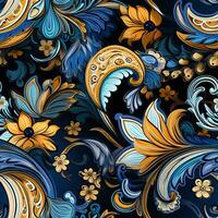 Indian sari fabric background displaying mesmerizing traditional paisley patterns photo