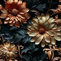 Luxurious brocade silk fabric background radiating elegance with intricate patterns photo