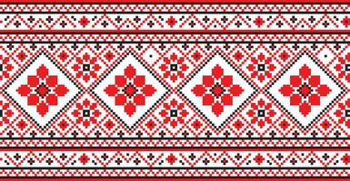 Vector seamless Ukrainian national pattern. Border or border, frame. Embroidery pattern. Cross-stitch drawing.