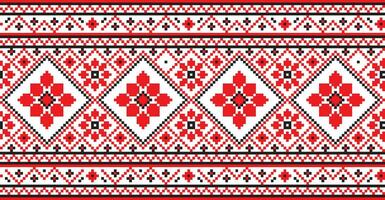 Vector seamless Ukrainian national pattern. Border or border, frame. Embroidery pattern. Cross-stitch drawing.