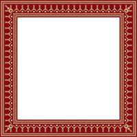 Vector gold and red square Yakut ornament. Infinite rectangle, border, frame of the northern peoples of the Far East