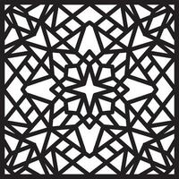 Vector black and white geometric pattern. Square ornament. Arabesque for buildings and room decorations. Template for laser and plotter cutting, vitare and sandblasting