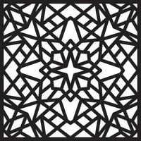 Vector black and white geometric pattern. Square ornament. Arabesque for buildings and room decorations. Template for laser and plotter cutting, vitare and sandblasting