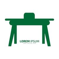 Minimal and abstract logo of desk icon table vector office table silhouette isolated table on laptop