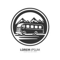 Minimal and abstract logo of bus icon school bus vector bus silhouette isolated mountain bus