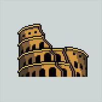 píxel Arte ilustración coliseo pixelado coliseo Roma romano coliseo Francia punto de referencia icono pixelado para el píxel Arte juego y icono para sitio web y vídeo juego. antiguo colegio retro vector