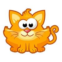 red cat sits on a white background. Cute ginger kitten in cartoon style. Vector illustration for postcard, banner, web, design, arts