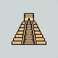Pixel art illustration Mayan Temple. Pixelated pyramid temple. Mayan Kukulcan Pyramid temple France landmark icon pixelated for the pixel art game and icon for website and video game. vector