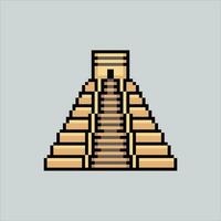 Pixel art illustration Mayan Temple. Pixelated pyramid temple. Mayan Kukulcan Pyramid temple France landmark icon pixelated for the pixel art game and icon for website and video game. vector