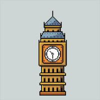 Pixel art illustration Big Ben. Pixelated Big Ben. Big Ben Tower landmark icon pixelated for the pixel art game and icon for website and video game. old school retro. vector