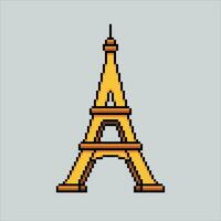 Pixel art illustration Eiffel. Pixelated Eiffel Tower. Eiffel Tower landmark icon pixelated for the pixel art game and icon for website and video game. old school retro. vector
