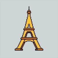 píxel Arte ilustración eiffel pixelado eiffel torre. eiffel torre punto de referencia icono pixelado para el píxel Arte juego y icono para sitio web y vídeo juego. antiguo colegio retro vector