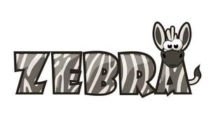 Animal Text Effect Zebra. It is suitable for the design of postcards, books, leaflets, banners, and birthday invitations. Vector illustration