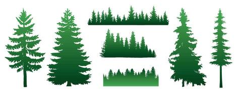 siluetas de arboles y bosque matorral vector